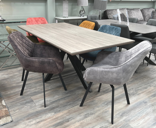 Manhattan 1.8m Dining Table with 6 Vila Swivel Dining Chairs - Full Set