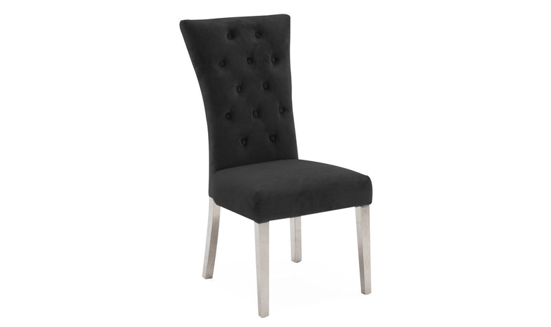 Pembroke Dining Chair, Polished Stainless Steel Charcoal