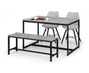 Perth Dining Table with Bench and Kari Grey Dining Chair - Full Set