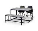 Perth Dining Table with Bench and Kari Black Dining Chair - Full Set