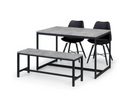 Perth Dining Table with Bench and Kari Black Dining Chair - Full Set