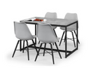 Perth Dining Table with 4 Kari Grey Dining Chair - 4PC Full Set