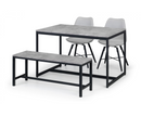 Perth Dining Table with Bench and Kari Grey Dining Chair - Full Set
