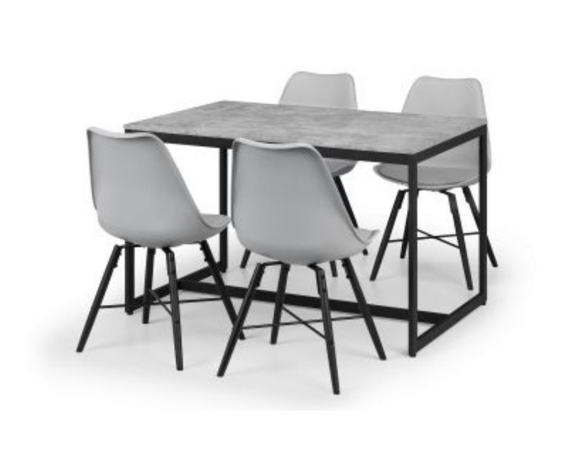 Perth Dining Table with 4 Kari Grey Dining Chair - 4PC Full Set