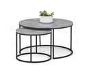 Perth Round Nesting Coffee Table - Concrete Grey