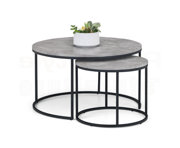 Perth Round Nesting Coffee Table - Concrete Grey