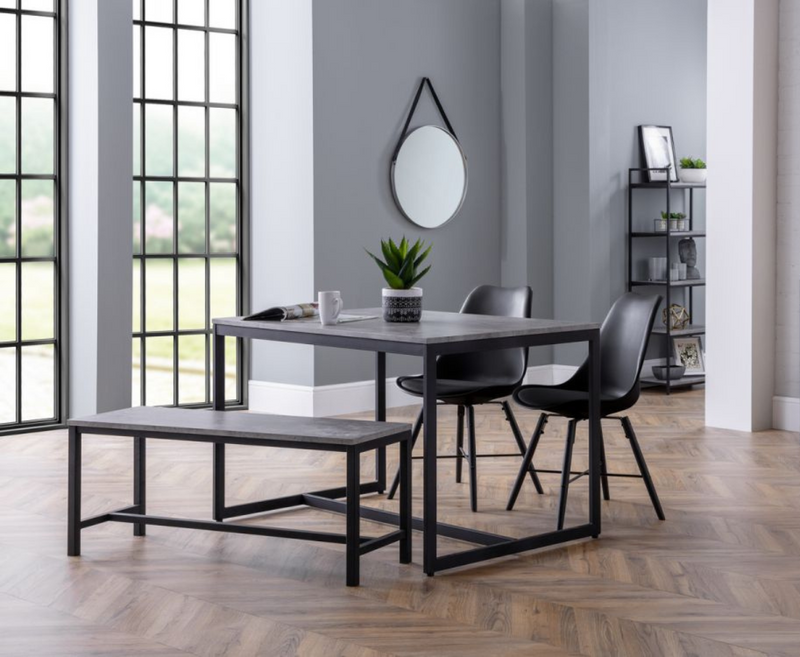 Perth Dining Table with Bench and Kari Black Dining Chair - Full Set