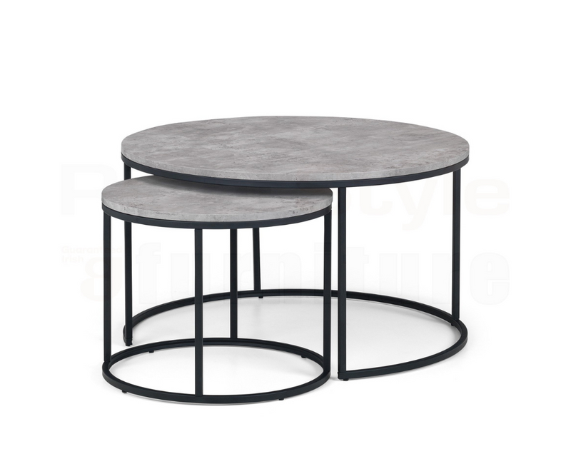 Perth Round Nesting Coffee Table - Concrete Grey
