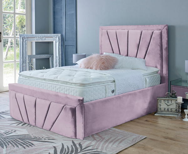Starry 4ft6 Double Bed Frame - Velvet Pink