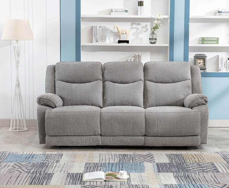 Harlie 3+2 Electric Reclining Sofa Set with Console - Light Grey
