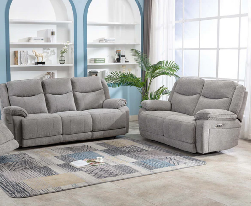 Harlie 3+2+1 Electric Reclining Sofa Set - Grey