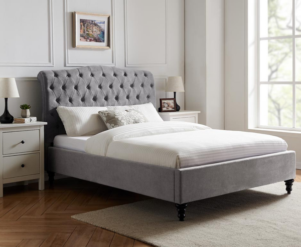 Riley 4ft6 Double Bed Frame - Light Grey
