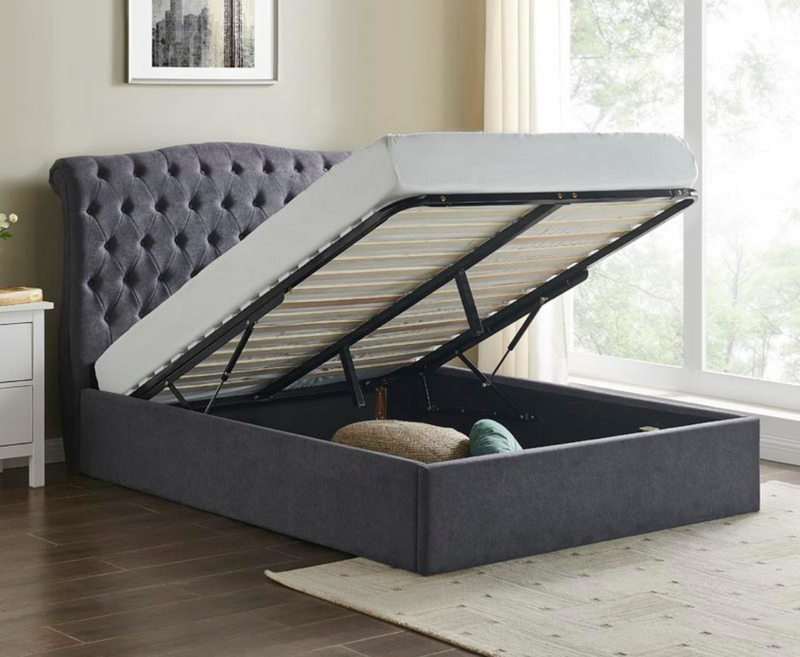Riley Storage 4ft6 Double Bed Frame - Dark Grey