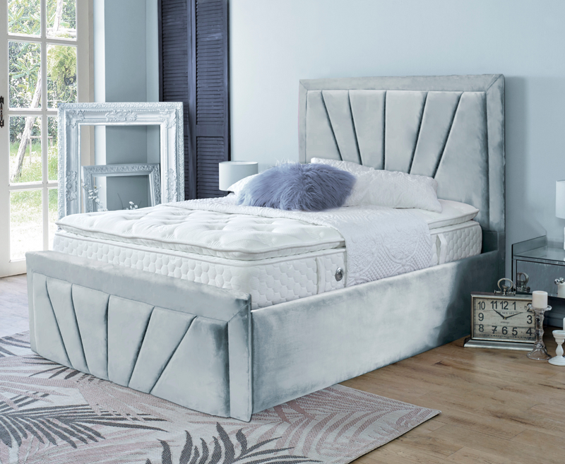 Starry 4ft6 Double Ottoman Bed Frame - Naples Silver