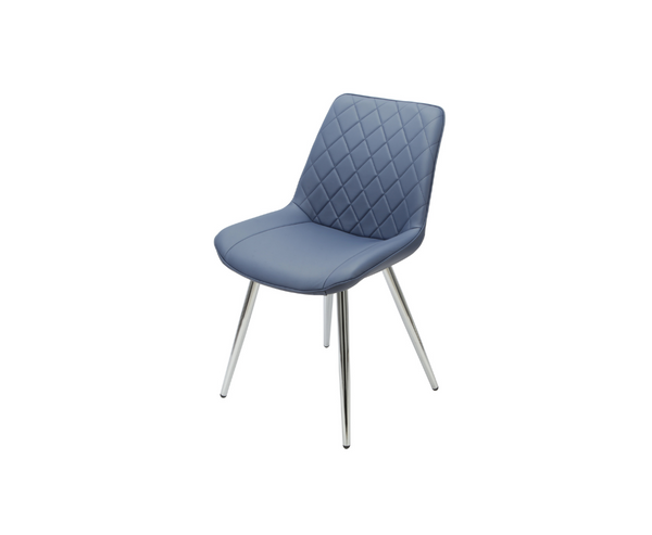 Silvia Blue Chair PU with Chrome Legs