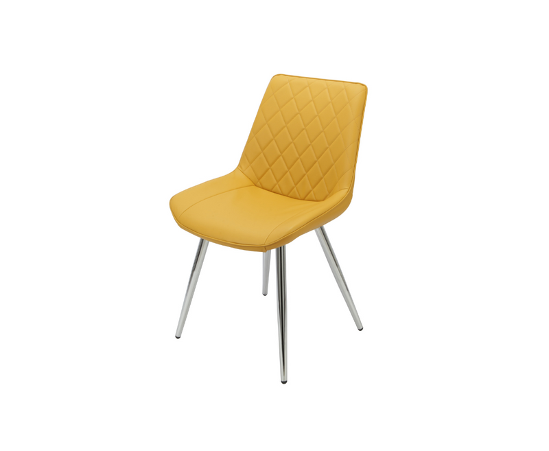 Silvia Yellow Chair PU with Chrome Legs