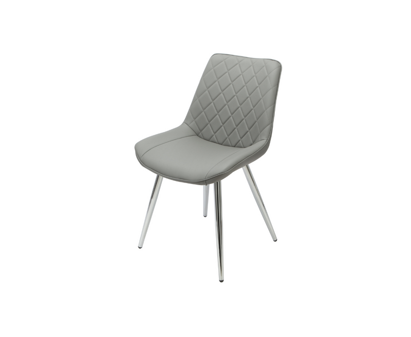 Silvia Grey Chair PU with Chrome Legs