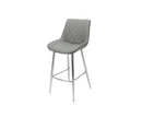 Silvia Bar Stools Grey PU with Chrome Legs