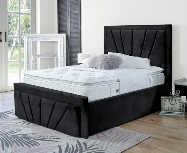 Starry 4ft Small Double Ottoman Bed Frame - Naples Black