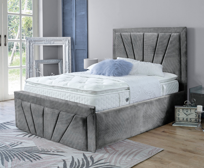 Starry 4ft Small Double Ottoman Bed Frame - Velvet Grey