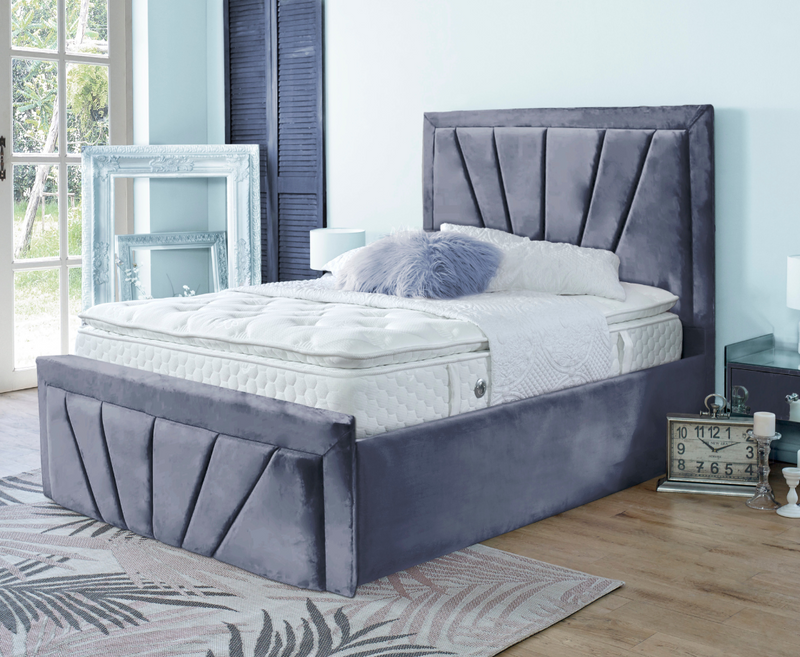 Starry 4ft Small Double Ottoman Bed Frame - Velvet Blue