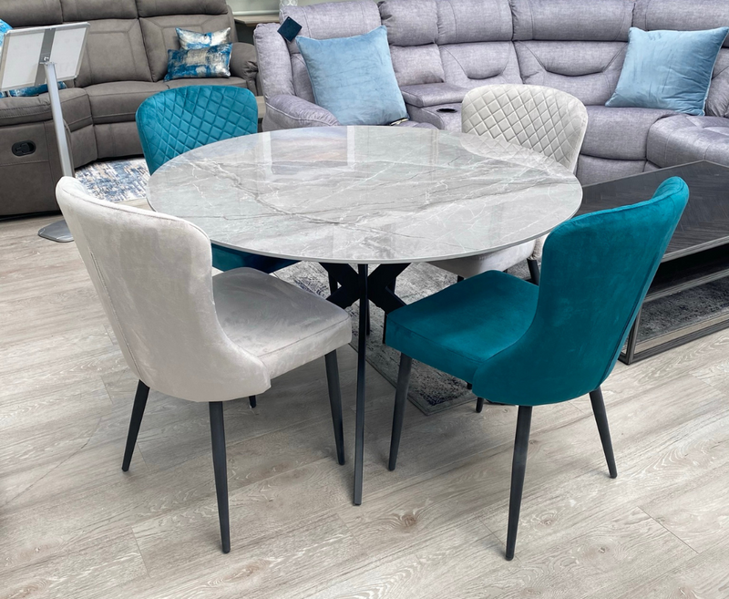 Tokyo 1.2m Dining Set Inc. 4 Halle Chairs