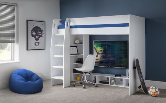 Nebula Gaming Bed with Desk - White