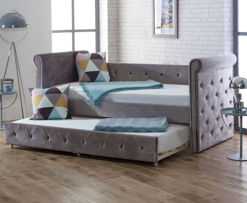 Zues 3ft Single Bed Frame/ Trundles - Silver