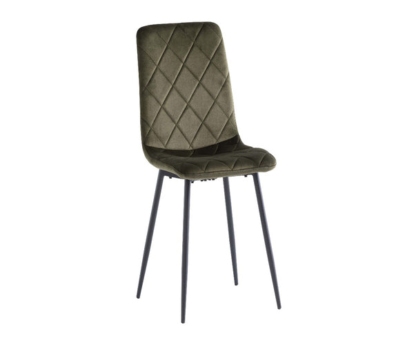 Bloom Velvet Dining Chair - Juniper Green with Black Leg