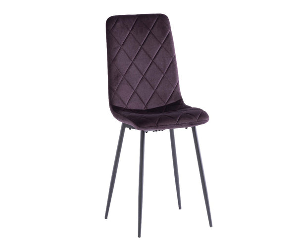 Bloom Velvet Dining Chair - Purple with Black Leg