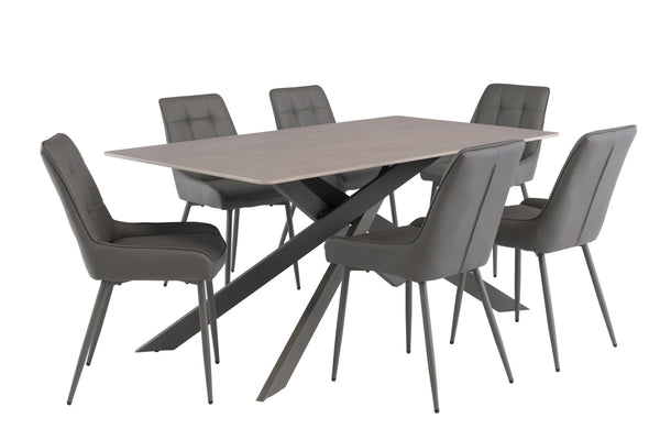 Clinton 1.6m Dining Table - Matt Grey / Black Leg