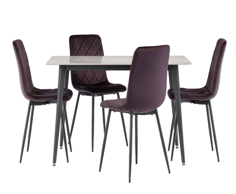 Bloom Velvet Dining Chair - Purple with Black Leg