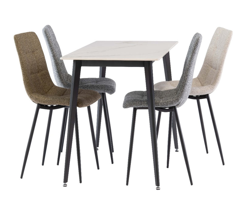Hugo 1.3m Dining Table - Kass Gold with Black Leg