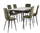 Hugo 1.6m Dining Table with 6 Bloom Chairs - Full Set