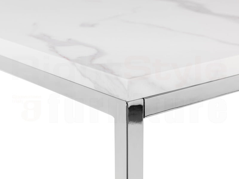 Olympia Dining Table - White Marble & Silver