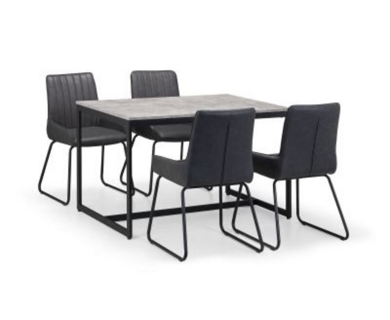 Perth Dining Table with 4 Soho Dining Chair - 4PC Full Set