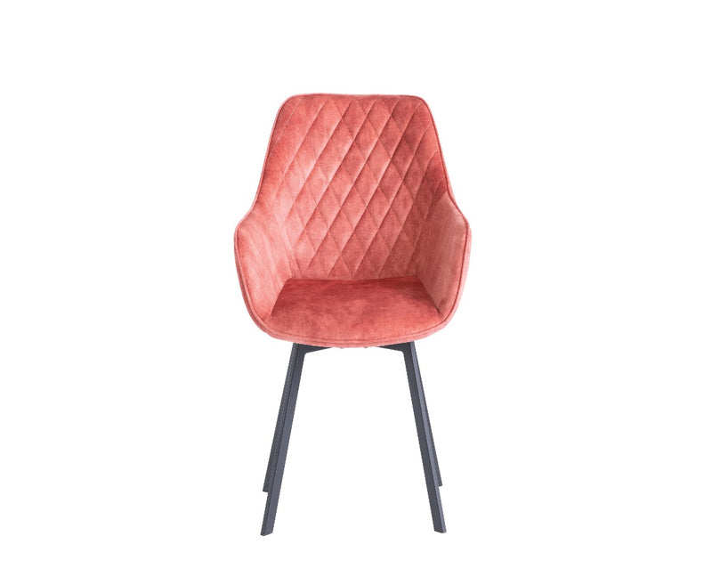 Vila Swivel Dining Chair - Pink Velvet with Black Leg
